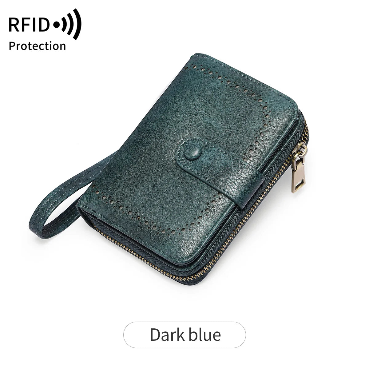 KIMLUD, MIYIN Retro Large Capacity RFID Shielded Women's Short Wallet Multi Card Slot Organ Credit Card Bag Multi Functional Zero Wallet, QB351-Darkblue, KIMLUD APPAREL - Womens Clothes