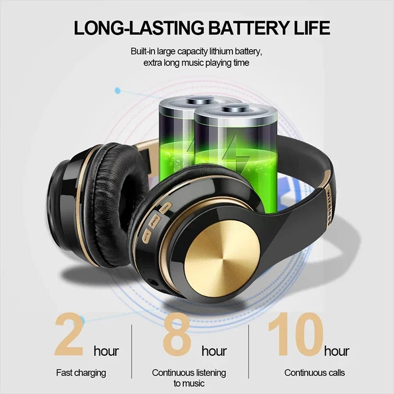 T5 Bluetooth Headphones Over Ear Head Wireless Earphones With Mic Music Headset Gamer Foldable Auriculare Fone For Huawei iPhone