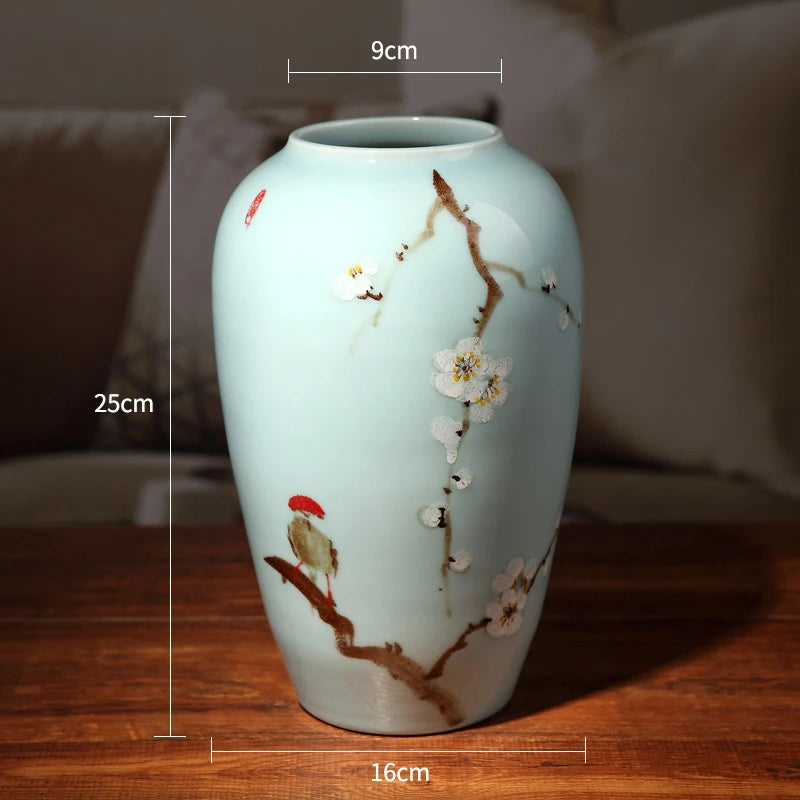 KIMLUD, Modern Chinese Hand-painted Vases, Living Room Ceramic Light Luxury Table Decorations, Countertop Vases, Produced in Jingdezhen, B, KIMLUD Womens Clothes