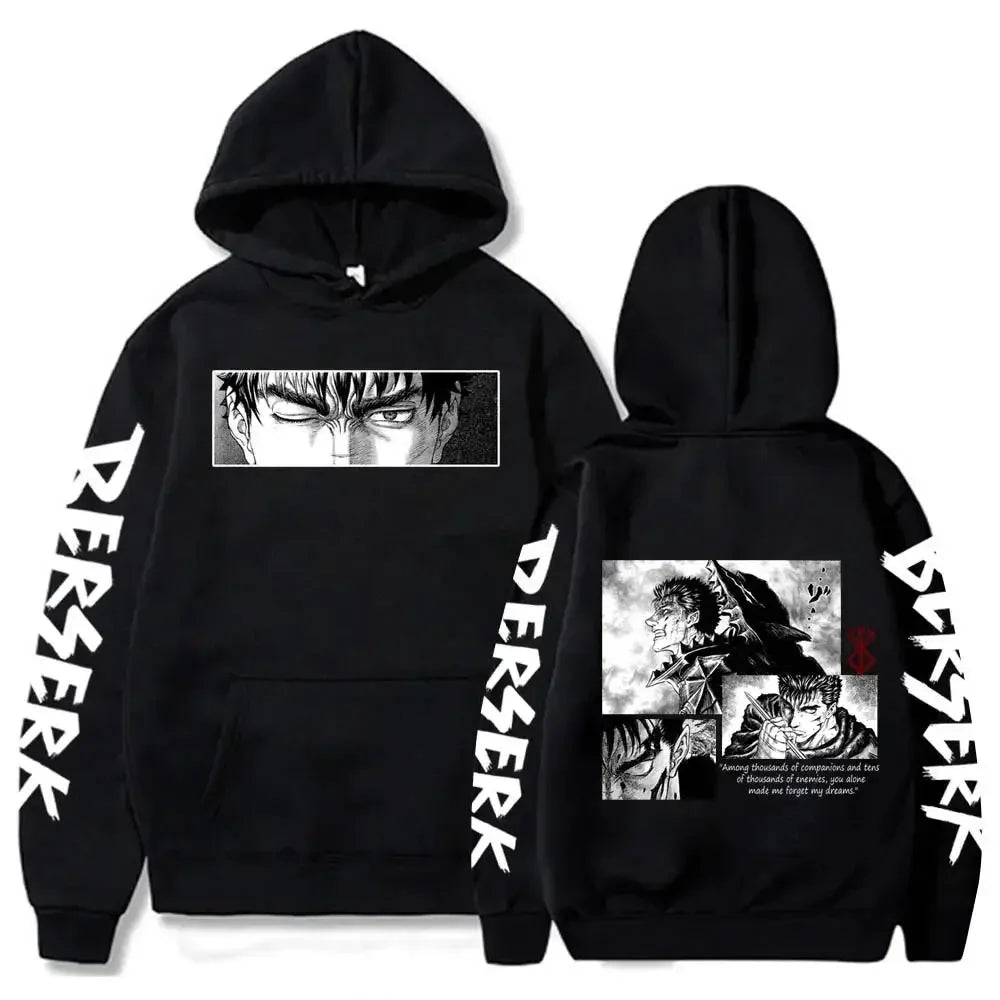 Berserk Guts Hoodies Men Women Graphic Print Long Sleeve Streetwear Japanese Style Manga Sweatshirts Fleece Loose Soft Clothing - KIMLUD