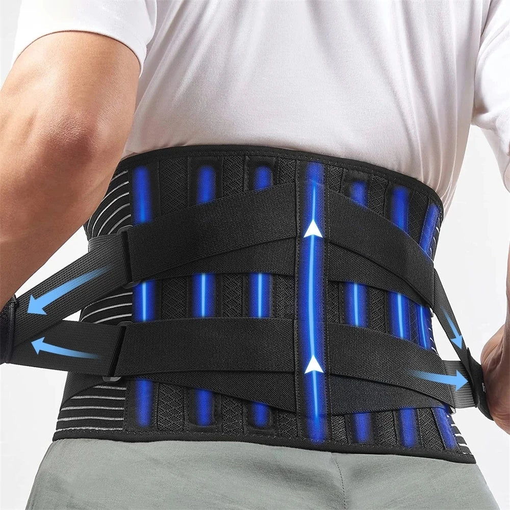 Adjustable Back Lumbar Support Belt Double Pull Medical Waist Orthopedic Brace Spine Relaxed Decompression Anti-skid Breathable - KIMLUD