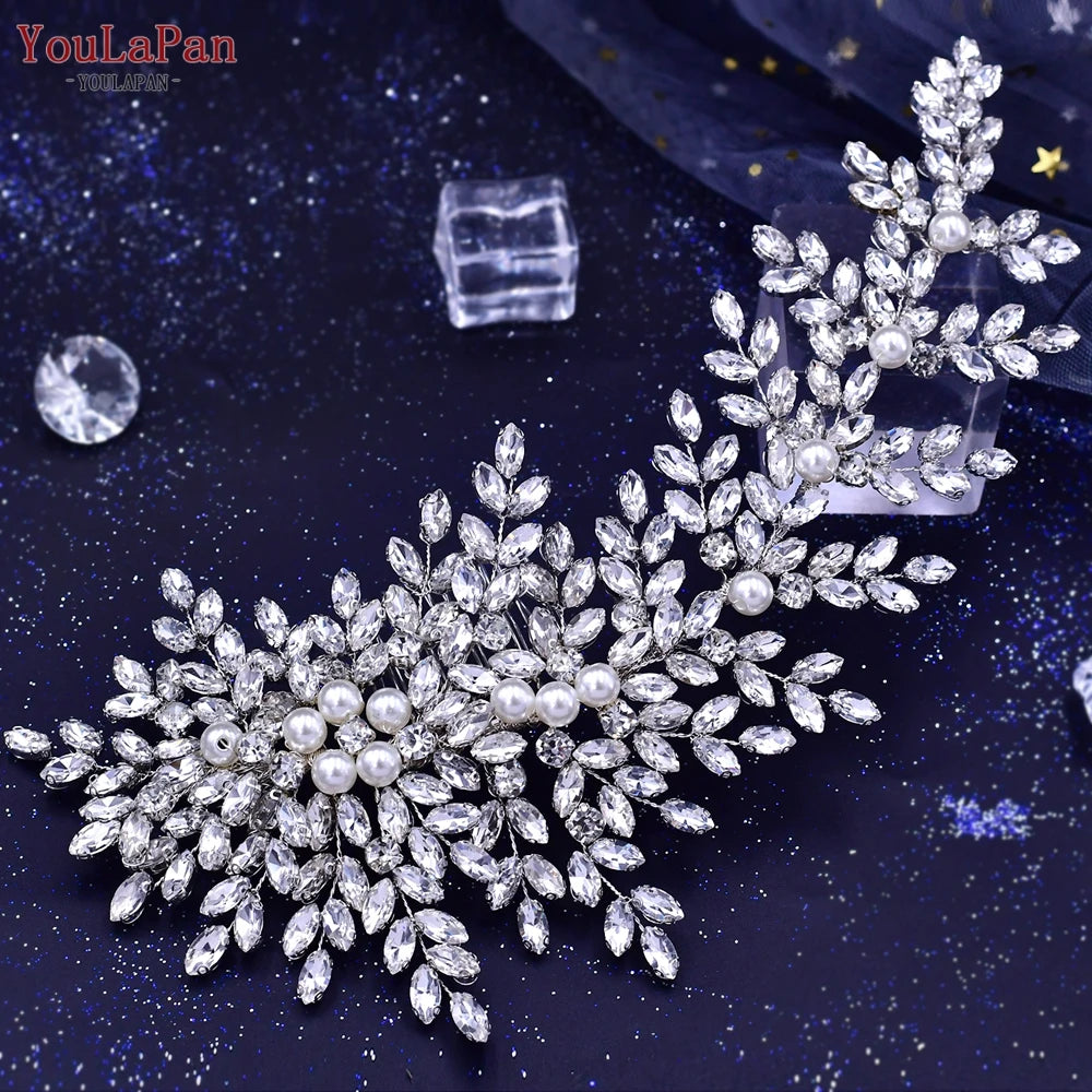 KIMLUD, YouLaPan Alloy Flower Bridal Hair Accessories Wedding Hair Clips Rhinestone Side Hairpin Women Crystal Wedding Headdress HP254, HP434-S, KIMLUD APPAREL - Womens Clothes