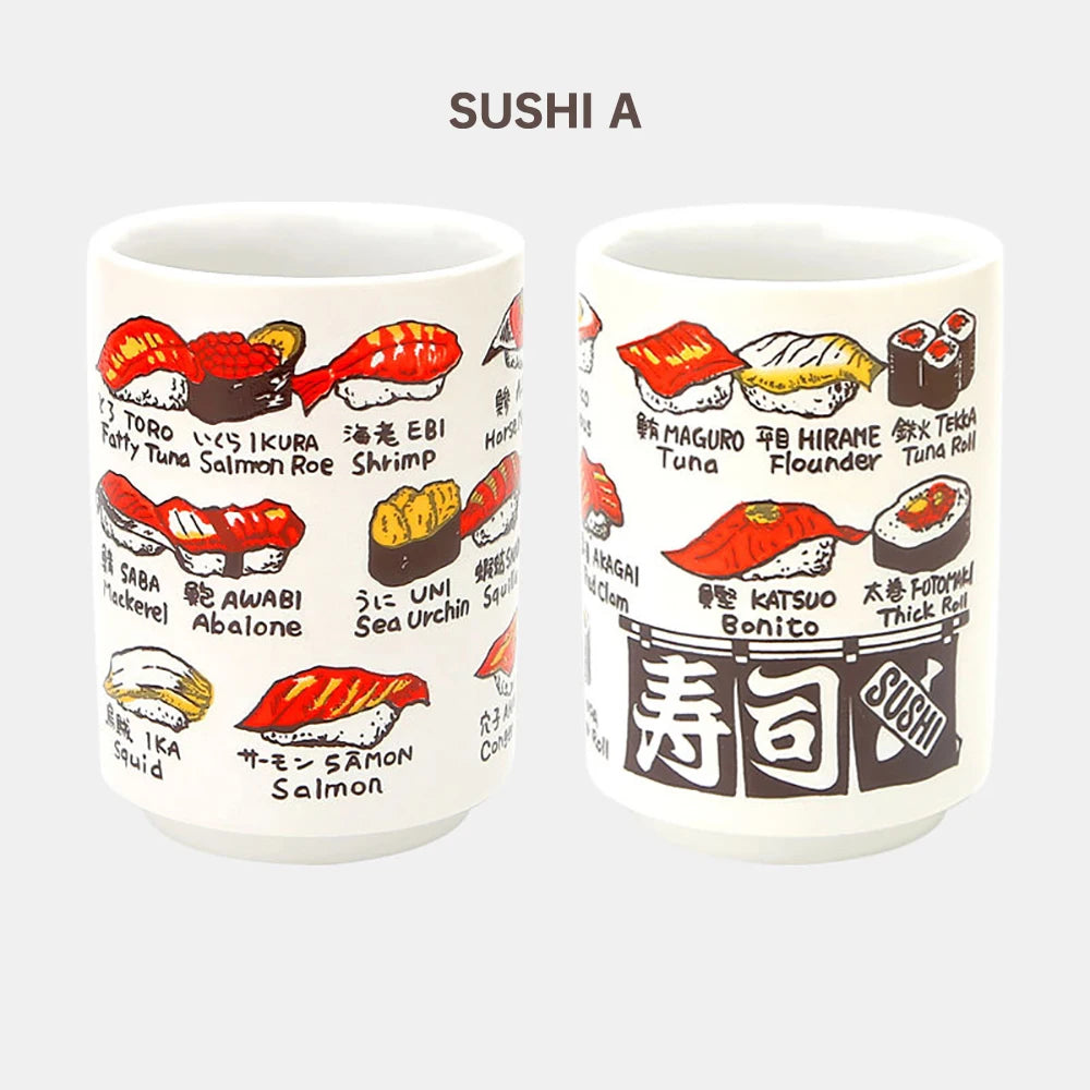 Japanese Impression Ceramic Mugs 300ml Tea Wine Sushi Sake Cup Funny Family Restaurant Decoration Travel Gift for Friends