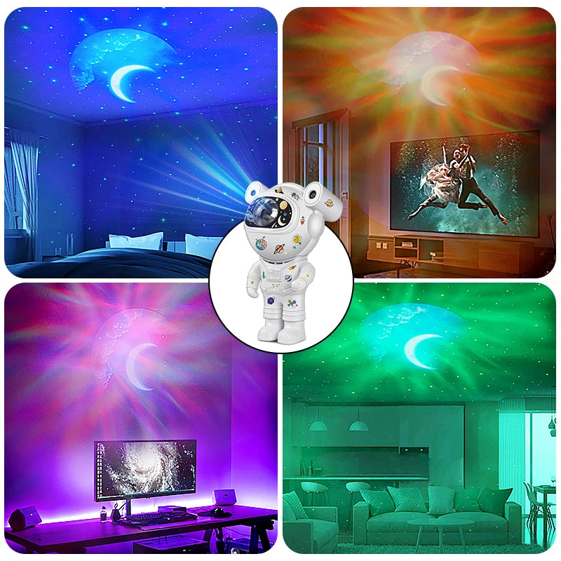 Kids Star DIY Projector Night Light with Remote Control 360 Adjustable Design Astronaut Nebula Galaxy Lighting for Children