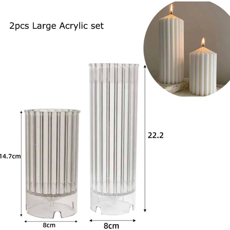 Upgraded Knot Cylindrical Candle Silicone Mold Bow Knot Stripe Cylindrical Candle Mold Vase Shape Candle Acrylic Plastic mold - KIMLUD