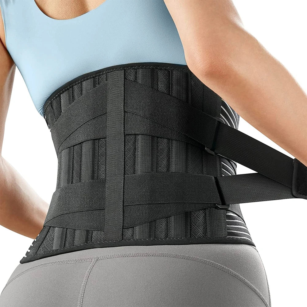 KIMLUD, Back Braces for Lower Back Pain Relief with 6 Stays, Breathable Back Support Belt for Men/Women for work lumbar support belt, black / S, KIMLUD APPAREL - Womens Clothes