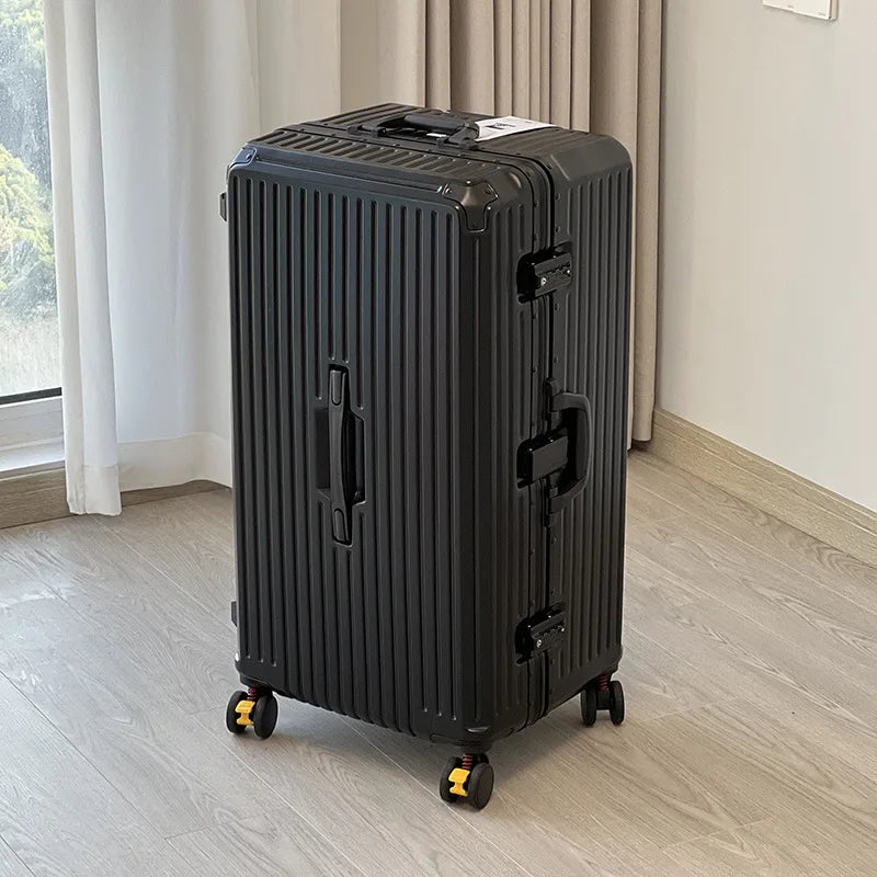 sushimu Suitcase Wide Handle Travel Suitcase Men 20 24 26 Carry-On Luggage Women PC Aluminum Frame Trolley Case