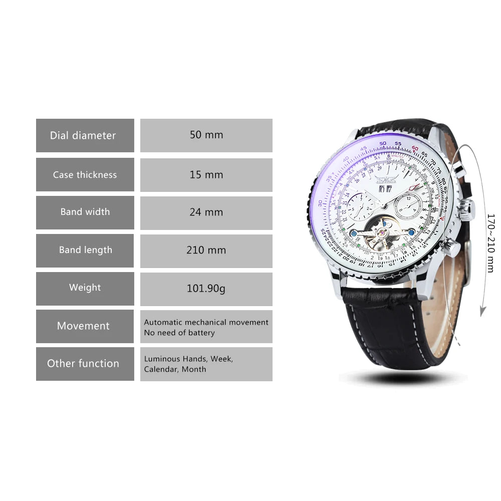 KIMLUD, JARAGAR Tourbillon Automatic Watch for Men Multifunction Sub-Dials Military Sports Mechanical Watches Luxury Leather Strap New, KIMLUD Womens Clothes