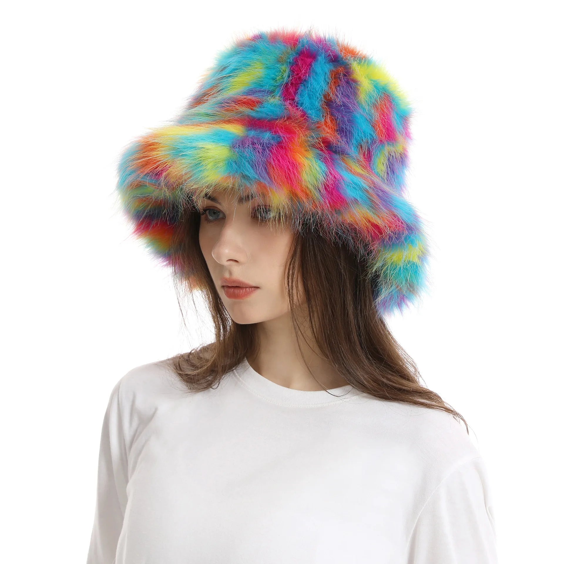 Red plush Bucket hat women's elegant autumn and winter fur bamboo hat Korean version advanced thermal cap cap 2023 large size