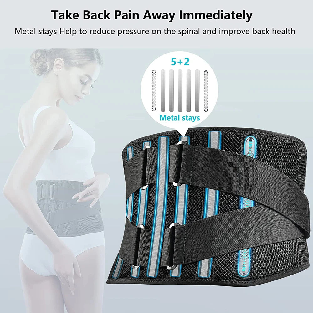 KIMLUD, Back Brace Lower Back Pain Relief with 7 Stays, Adjustable Back Support Belt, Anti-skid Lumbar Support for Sciatica Scoliosis, KIMLUD Womens Clothes