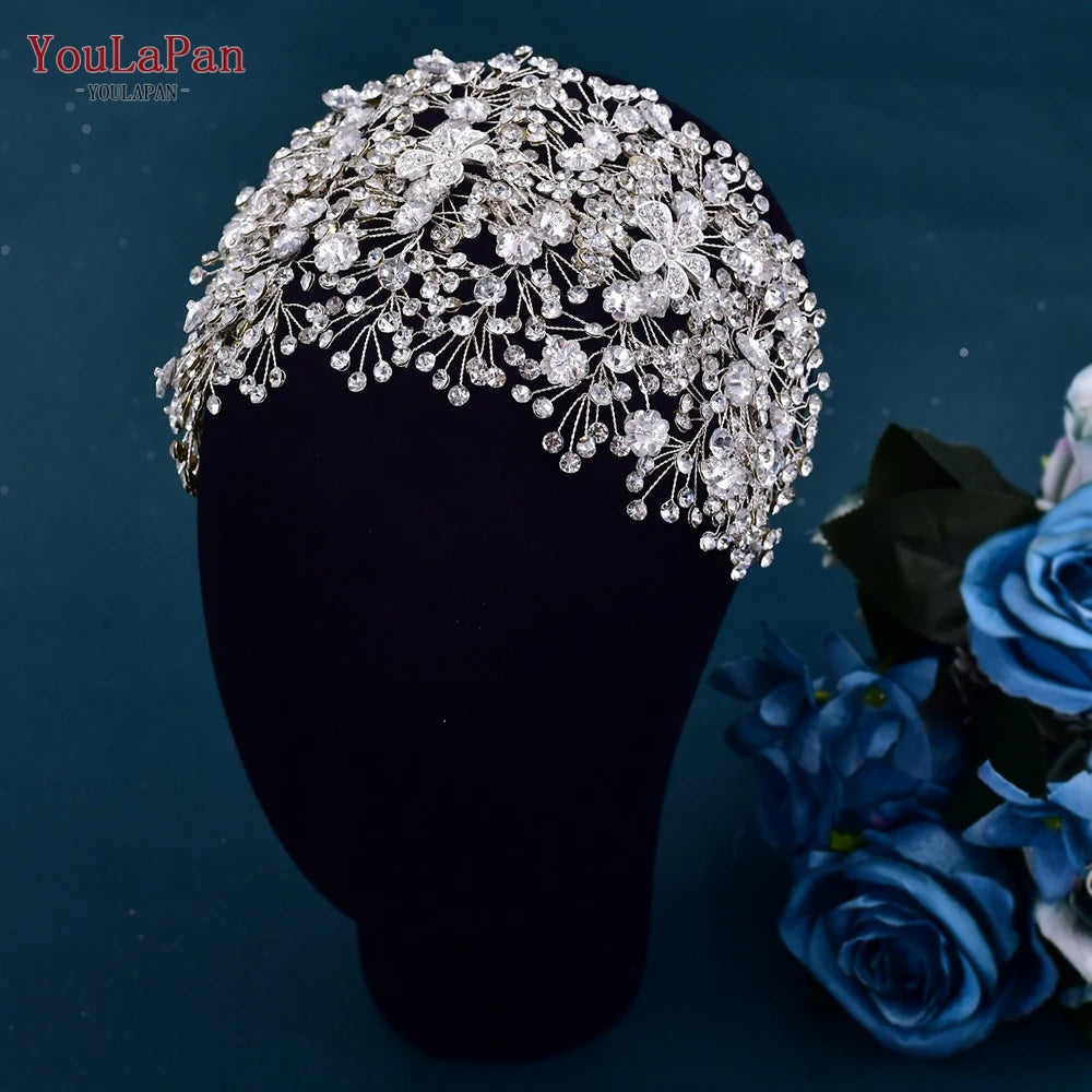 YouLaPan Bride Forehead Headband Sparkling Rhinestone Headpieces For Wedding Women Prom Party Head Jewelry Accessories HP599