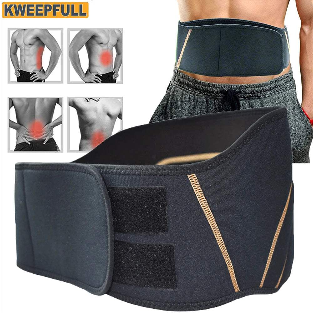 Copper Compression Gear Premium Fit Back Brace Lower Lumbar Support Belt. Adjustable for Men & Women. Copper Infused Back Wrap - KIMLUD