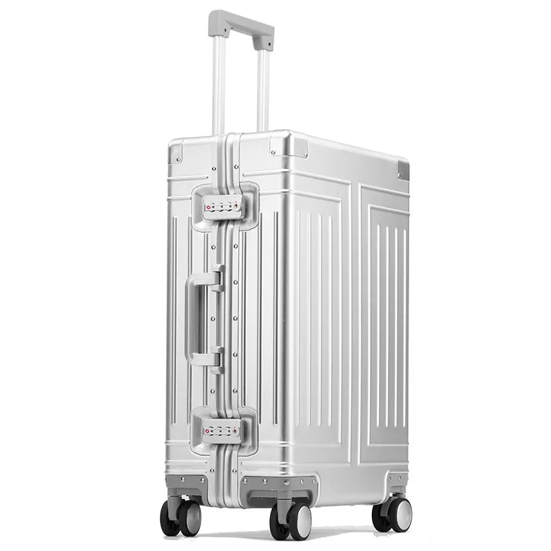 KIMLUD, 2024 Capacity Durable Luggage Sets 100% Aluminum Suitcase Wheels Women Girl Men Cabin Carry-On Boarding Travel 20/24/26/28, Silver / 24 inch, KIMLUD APPAREL - Womens Clothes