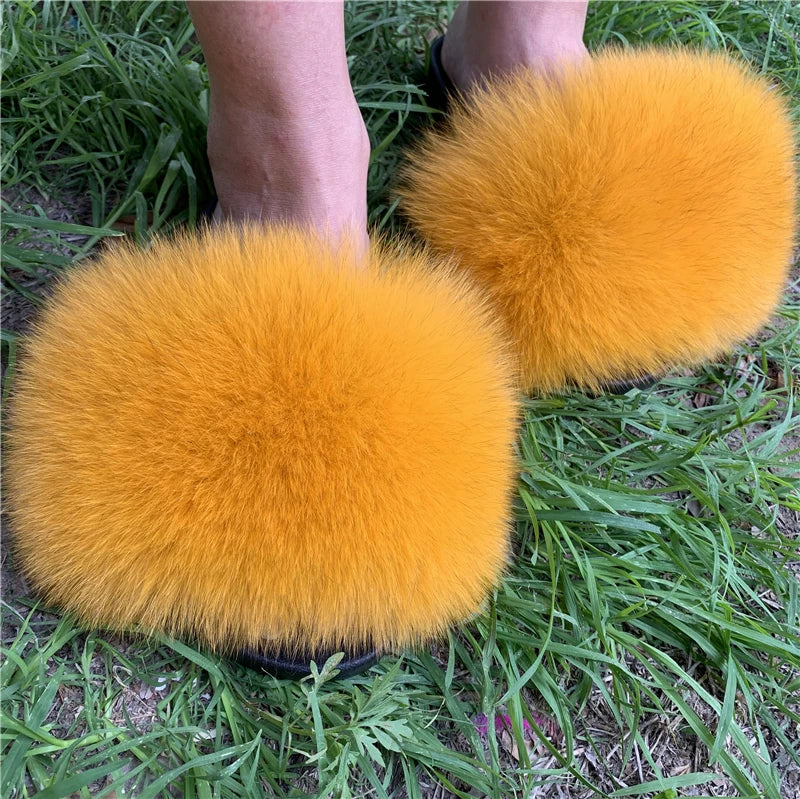 KIMLUD, New Arrival Girl Luxury Fluffy Fur Slippers Ladies Indoor Warm Furry Fur Flip Flops Women Amazing Plush Fur Slides Wholesale Hot, HS-029 / 43, KIMLUD APPAREL - Womens Clothes