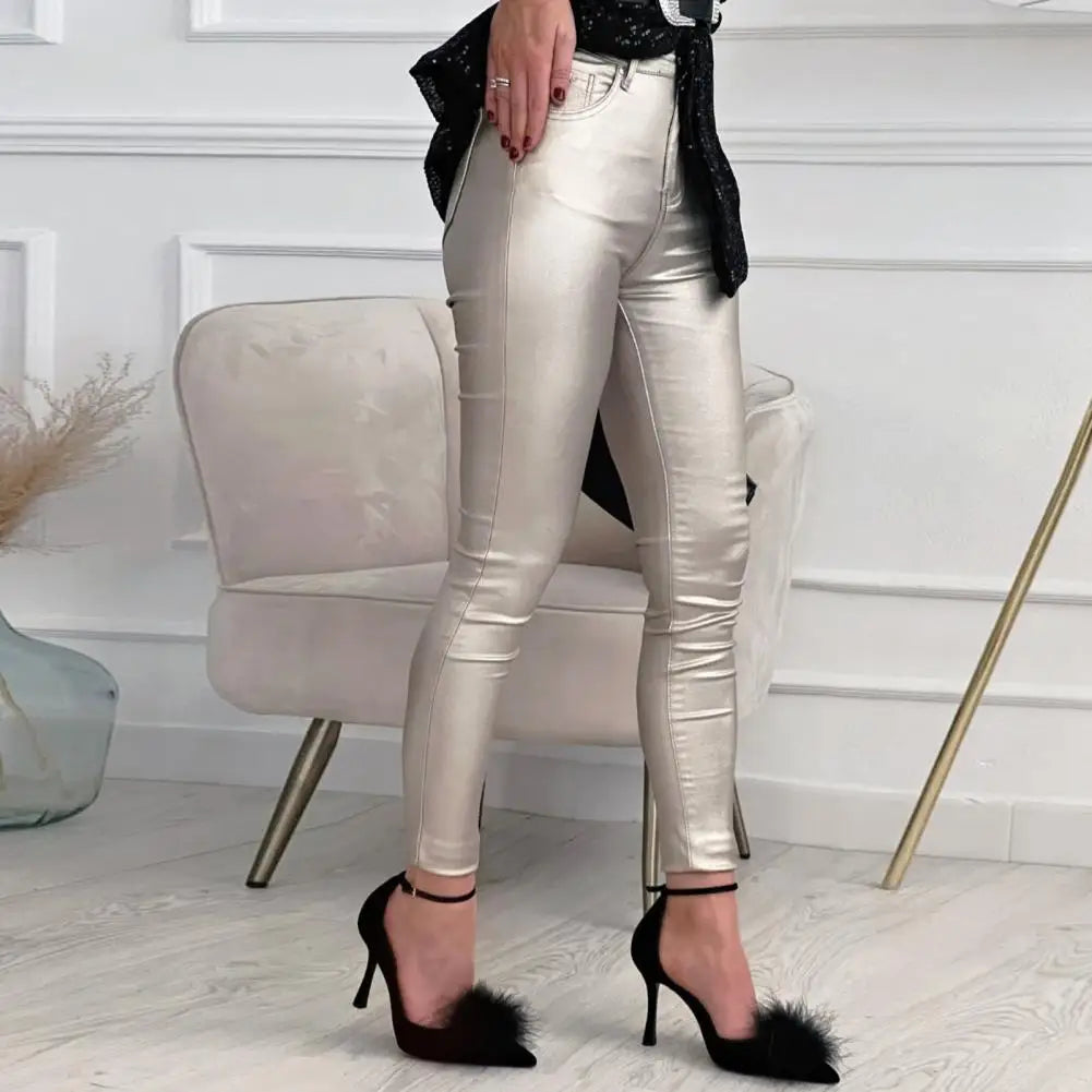 KIMLUD, Women Leggings Ankle-Length Tight Stretchy Faux Leather Lady Trousers Leggings Pants Women Clothing, KIMLUD Womens Clothes