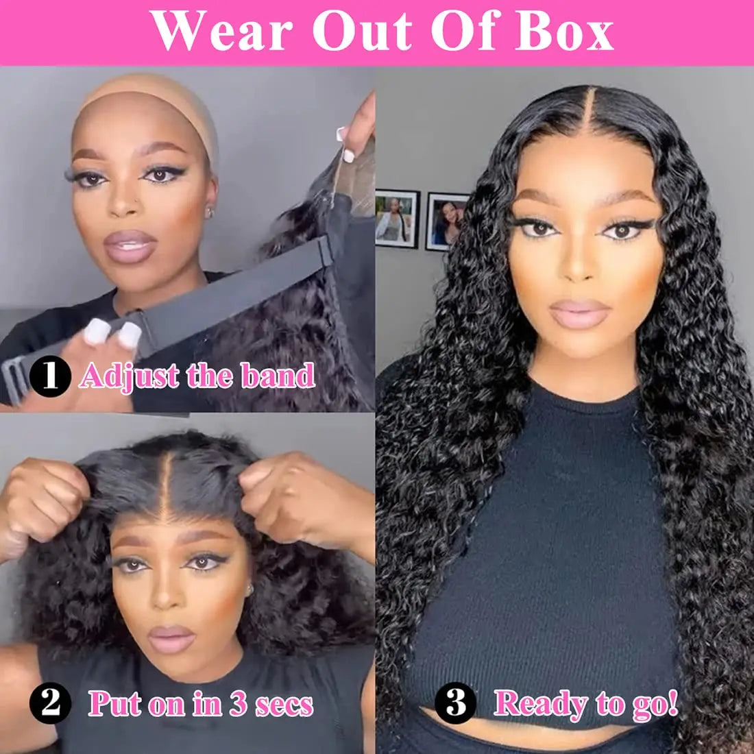 Glueless 5x5 Ready to Wear Deep Wave HD Lace Clousure Wig Human Hair Pre Plucked 6x4 Curly Brazilian Transparent Lace Front Wigs