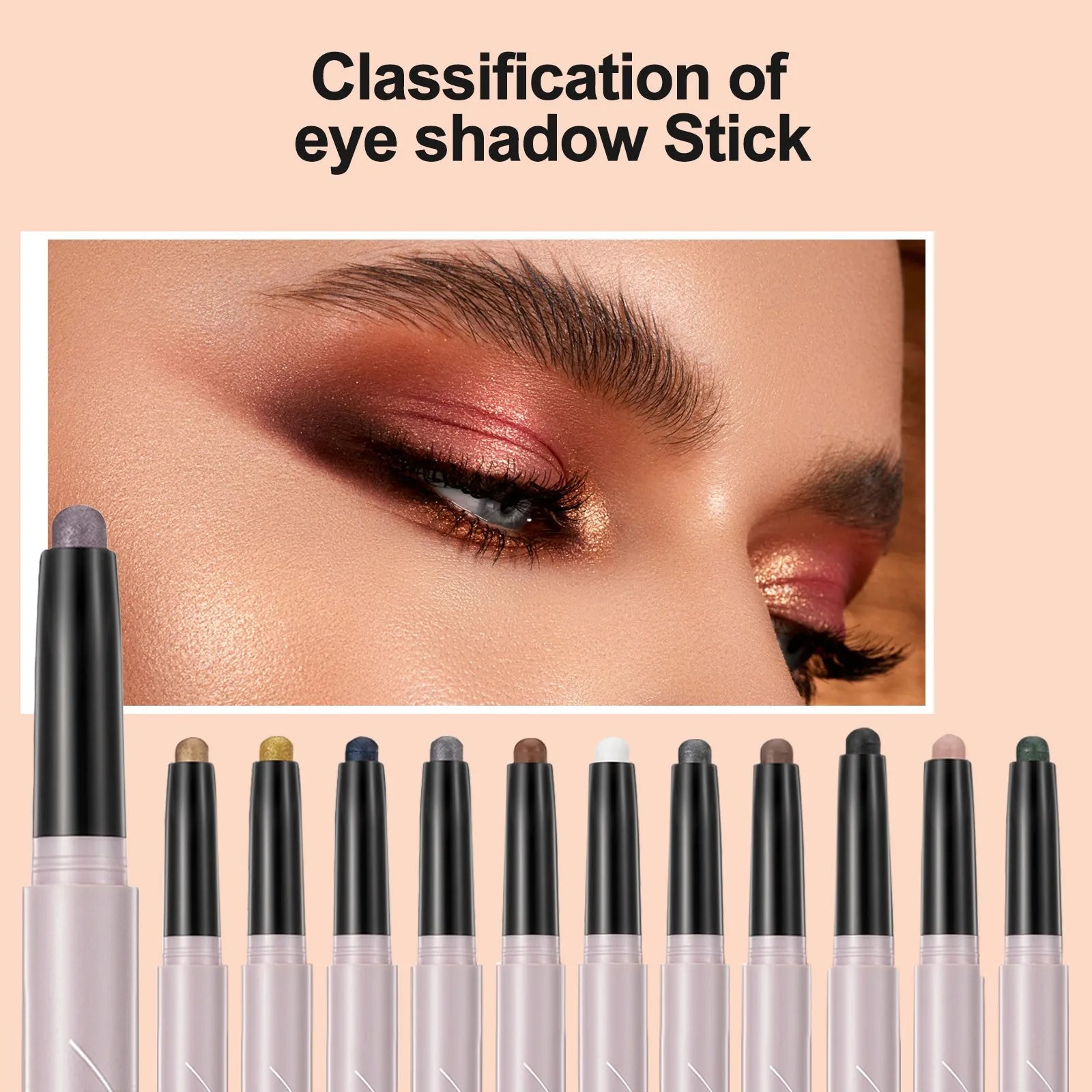 Glitter Matte Eye shadow Stick Pencil Eyeshadow Makeup Waterproof Bicolor Shimmer Cosmetics Beauty Makeup Tool Gifts for Girls