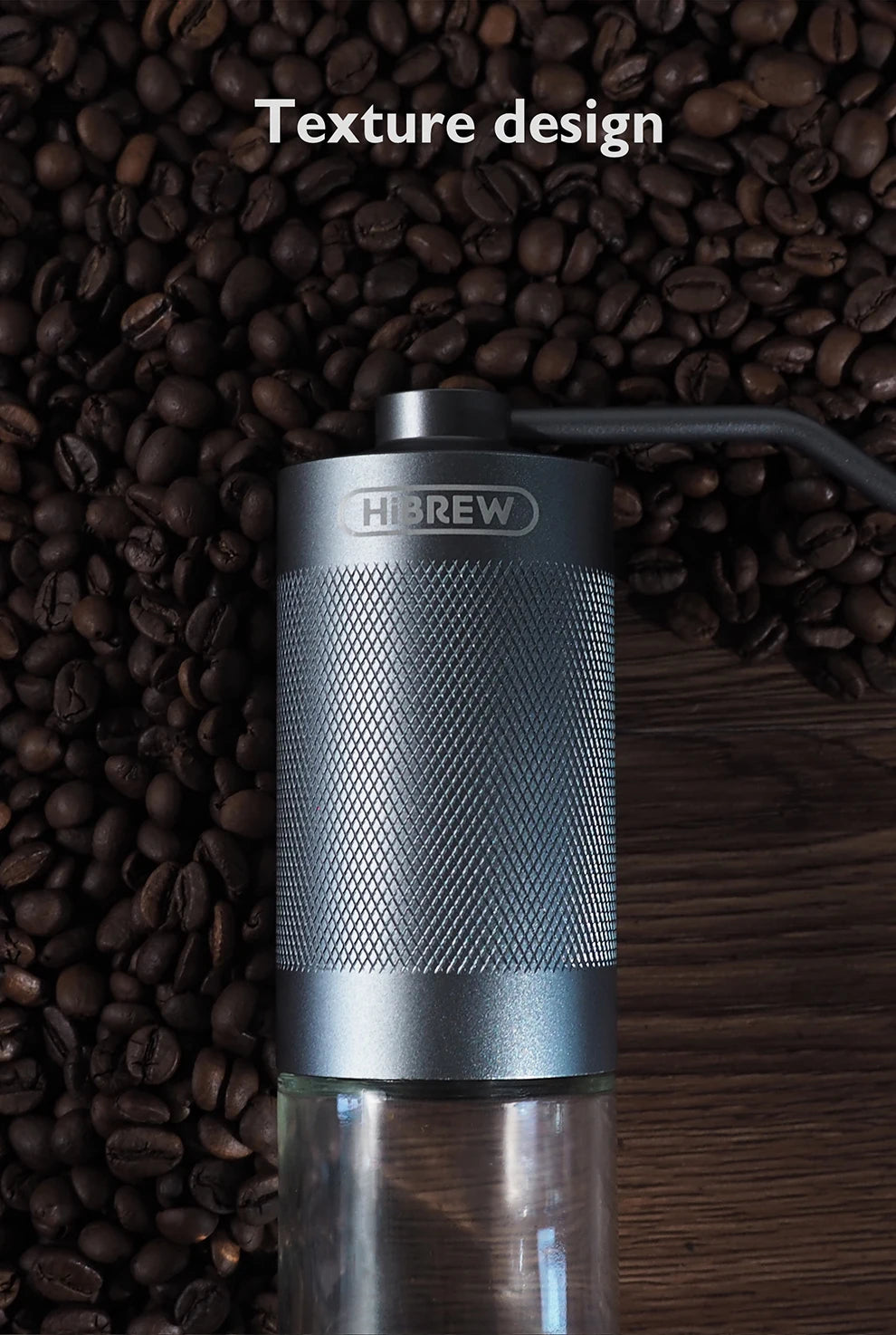 HiBREW Manual Coffee Grinder Portable High Quality Hand Grinder Mill Aluminium With Visual Bean Storage G4