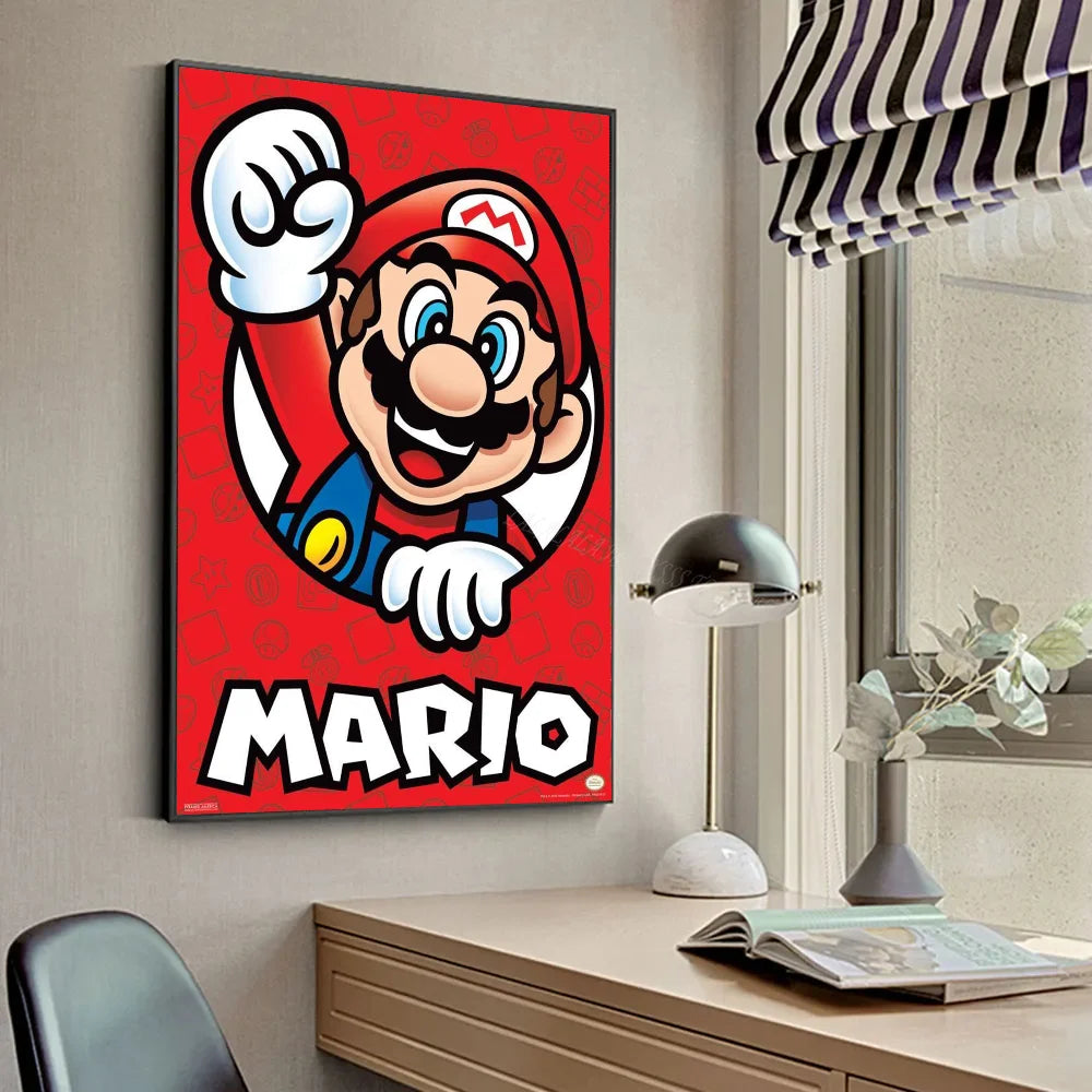 1pc Anime Game Plumber Uncle Mushroom M-Marios Poster Stickers Art Wall Murals Decor Game