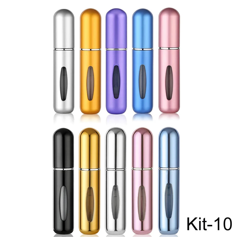 KIMLUD, 5ml Multi Color Aluminum Mini Perfume Bottle with Spray Pump Portable Empty Refillable Atomizer Bottle for Travel Essential, 104-Kit10, KIMLUD APPAREL - Womens Clothes