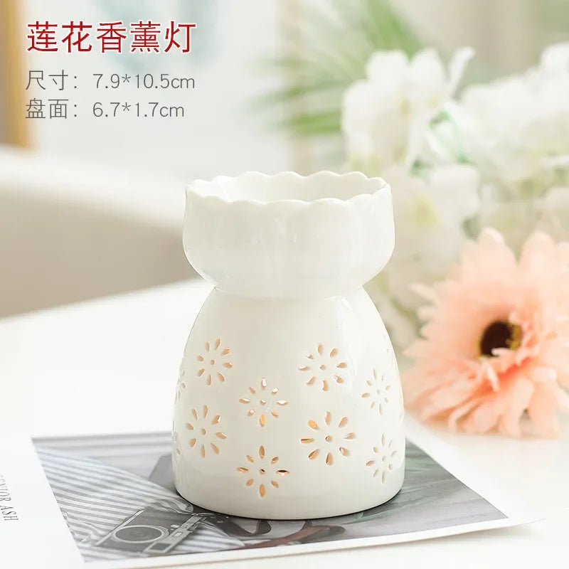 Wax Melt Essential Oil Burner, Ceramic Aroma Burners Diffuser Holder Aromatherapy Tarts Assorted Wax Scented Candle Warmer