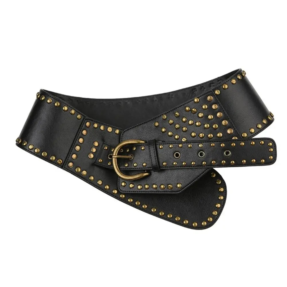 Punk Style Hollow Asymmetric Belt Harajuku Aesthetic Rivet Streetwear Leather Belt Chic Disc Belt For Women Apparel Accessories - KIMLUD