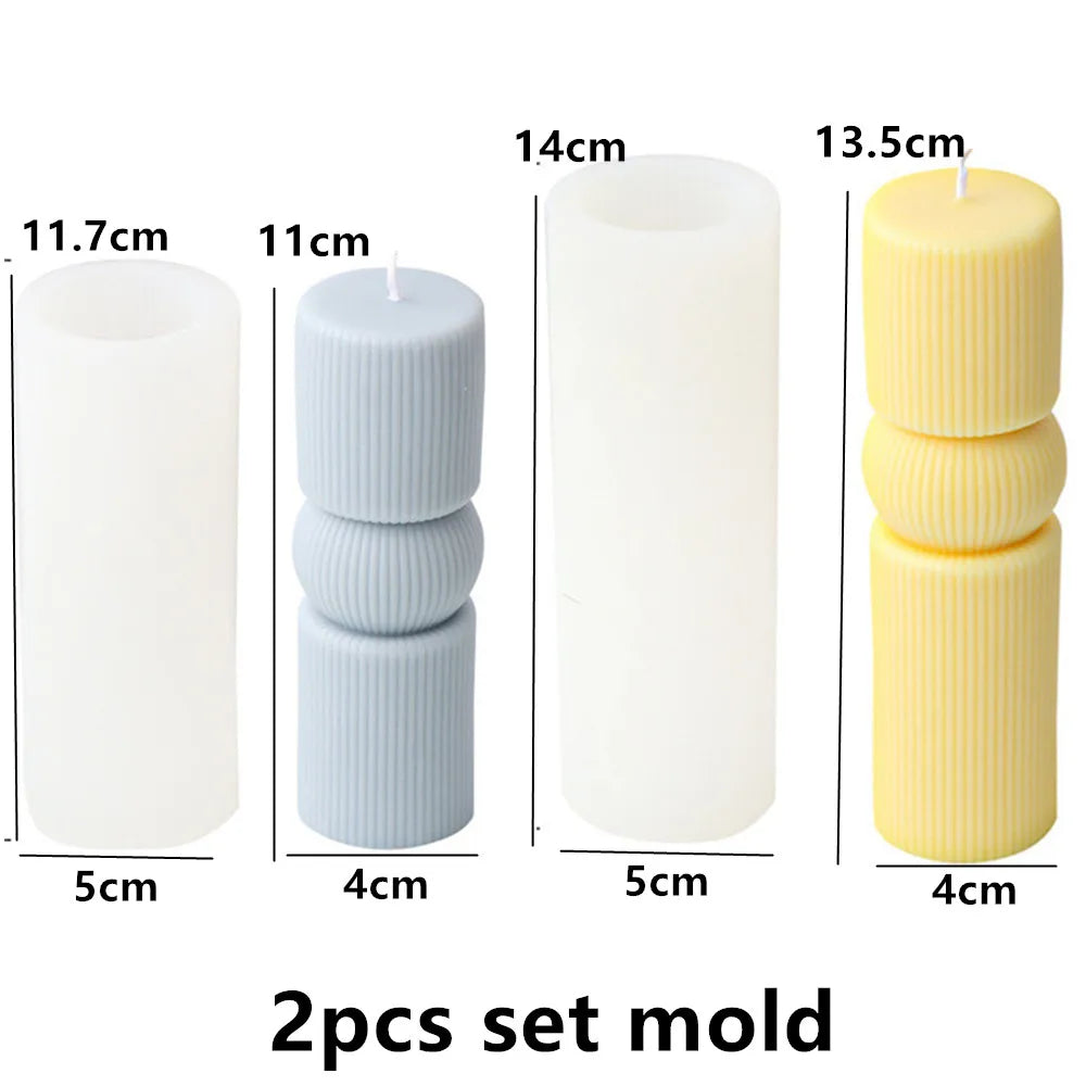 Upgraded Knot Cylindrical Candle Silicone Mold Bow Knot Stripe Cylindrical Candle Mold Vase Shape Candle Acrylic Plastic mold - KIMLUD