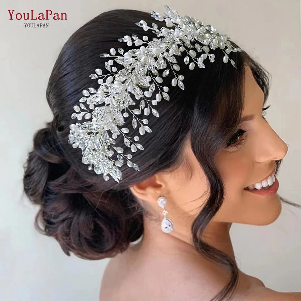 TOPQUEEN HP304 Bridal Crowns and Tiaras Woman Headgear Rhinestone Hairbands Wedding Accessories Bride Headband Headdresses