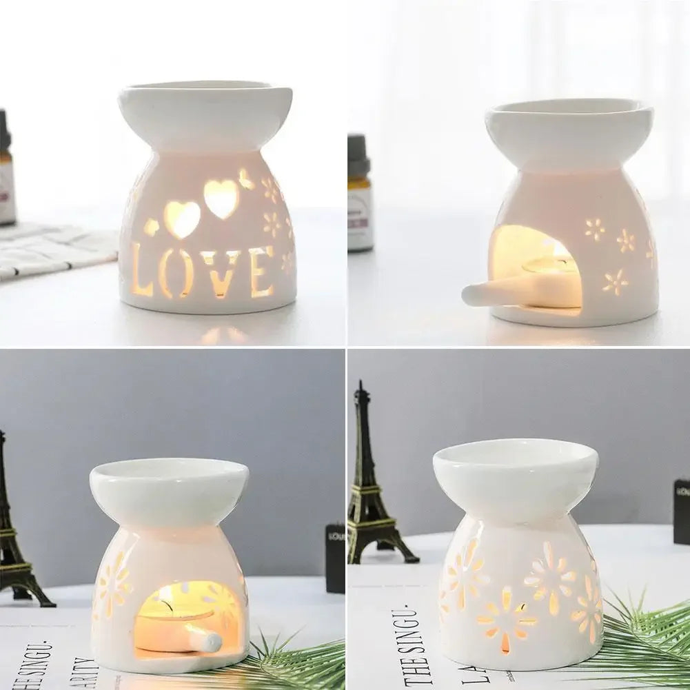 Wax Melt Essential Oil Burner, Ceramic Aroma Burners Diffuser Holder Aromatherapy Tarts Assorted Wax Scented Candle Warmer