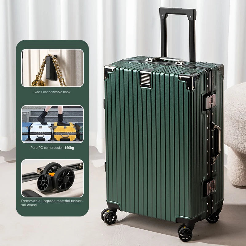 New Aluminum Frame Suitcase Large Capacity Suitcase on wheels 20/22/24/26/28/30 Inch Trolley Case Password Boarding Box