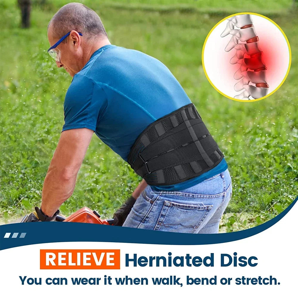 1Pcs Breathable Adjustable Lower Back Brace with Lumbar Pad, Back Support Belt for Women & Men,Lumbar Support Belt for Sciatica - KIMLUD