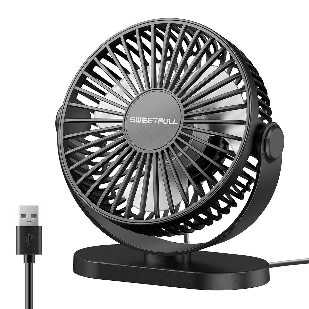 KIMLUD, Mini USB Desktop Fan Portable Hook up Fan Desktop Office USB Quiet Cooling Fans Three Speed Adjustment Suitable For Home Office, Black, KIMLUD APPAREL - Womens Clothes