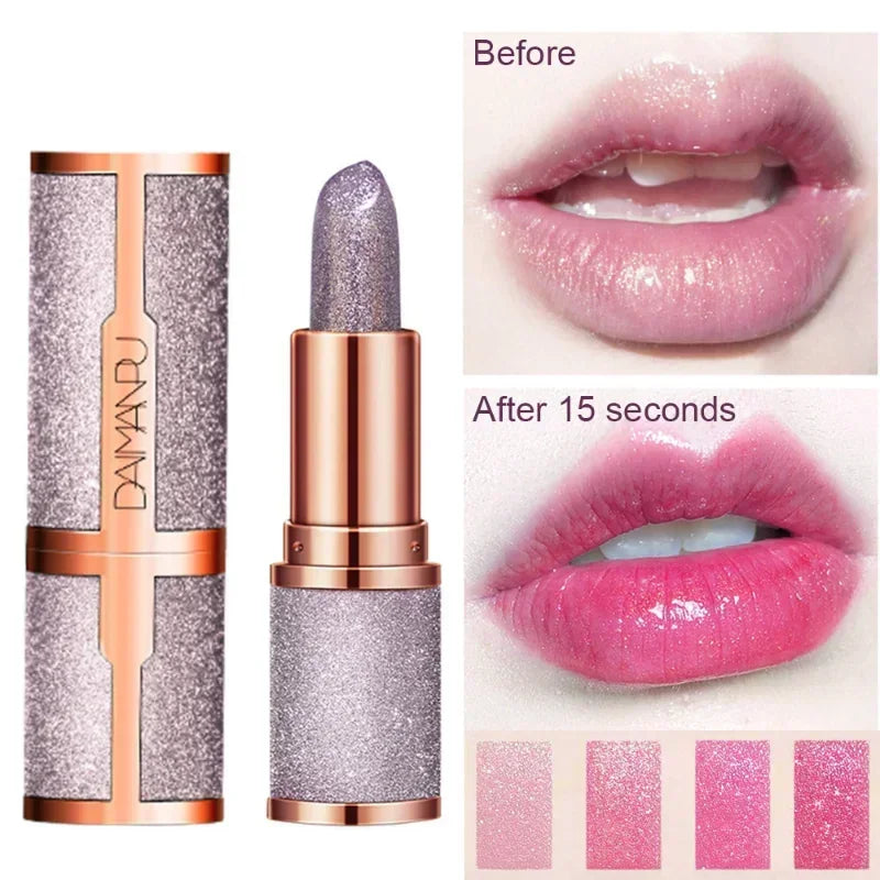 KIMLUD, 3 Colors Glitter Lipstick Temperature Color Changing Lasting Lip Velvet Lip Tint Waterproof Red Pink Sexy Cosmetics Makeup, KIMLUD Womens Clothes