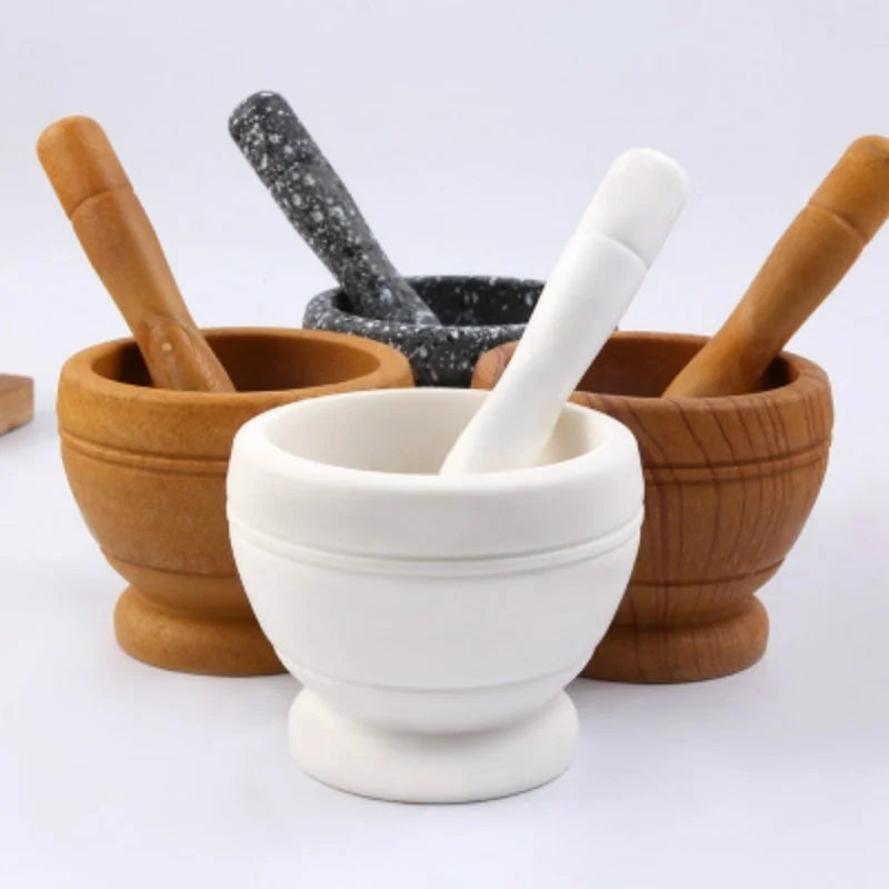 Resin Setmortar and Pestle Garlic Herb Spice Mixing Grinding Crusher Bowl Restaurant Kitchen Tools