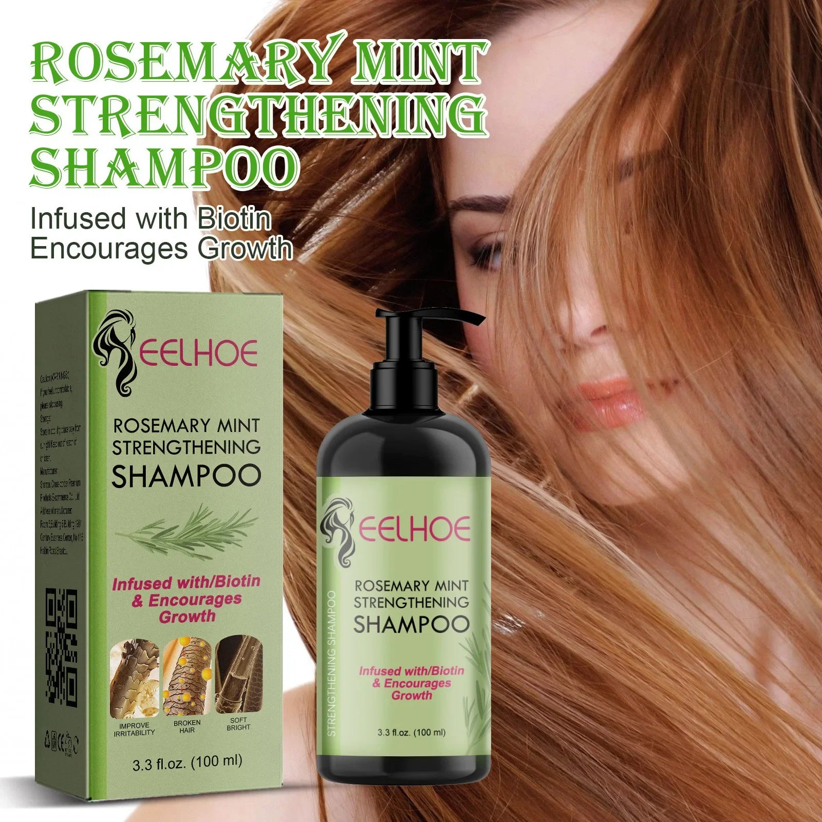 EELHOE Rosemary Straightening Shampoo Repair Damaged Dry Curl Fluffy Hair Nourishing Refreshing Straightening Shampoo Hair Care