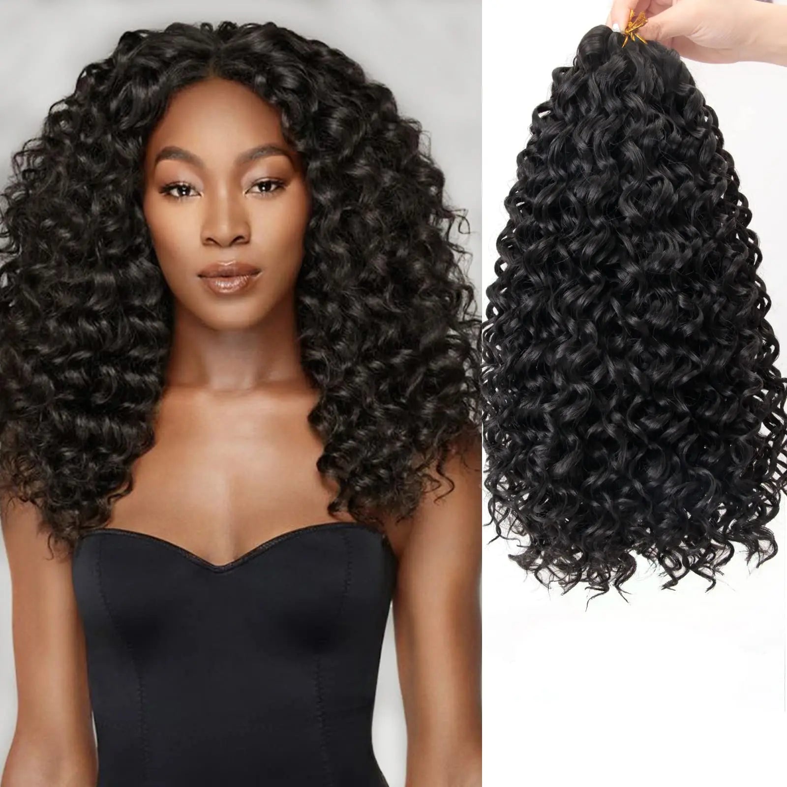 Crochet hair GoGo Curl for Black Women Short Beach Curl Bohemian Crochet Braids Natural Black Deep Wave Braiding hair Extensions