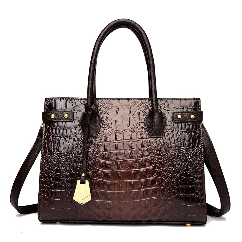 2024 Luxury Leather Handbag For Women New Ladies Crocodile Pattern Shoulder Crossbody Bag Large Capacity Shopper Casual Tote Sac - KIMLUD