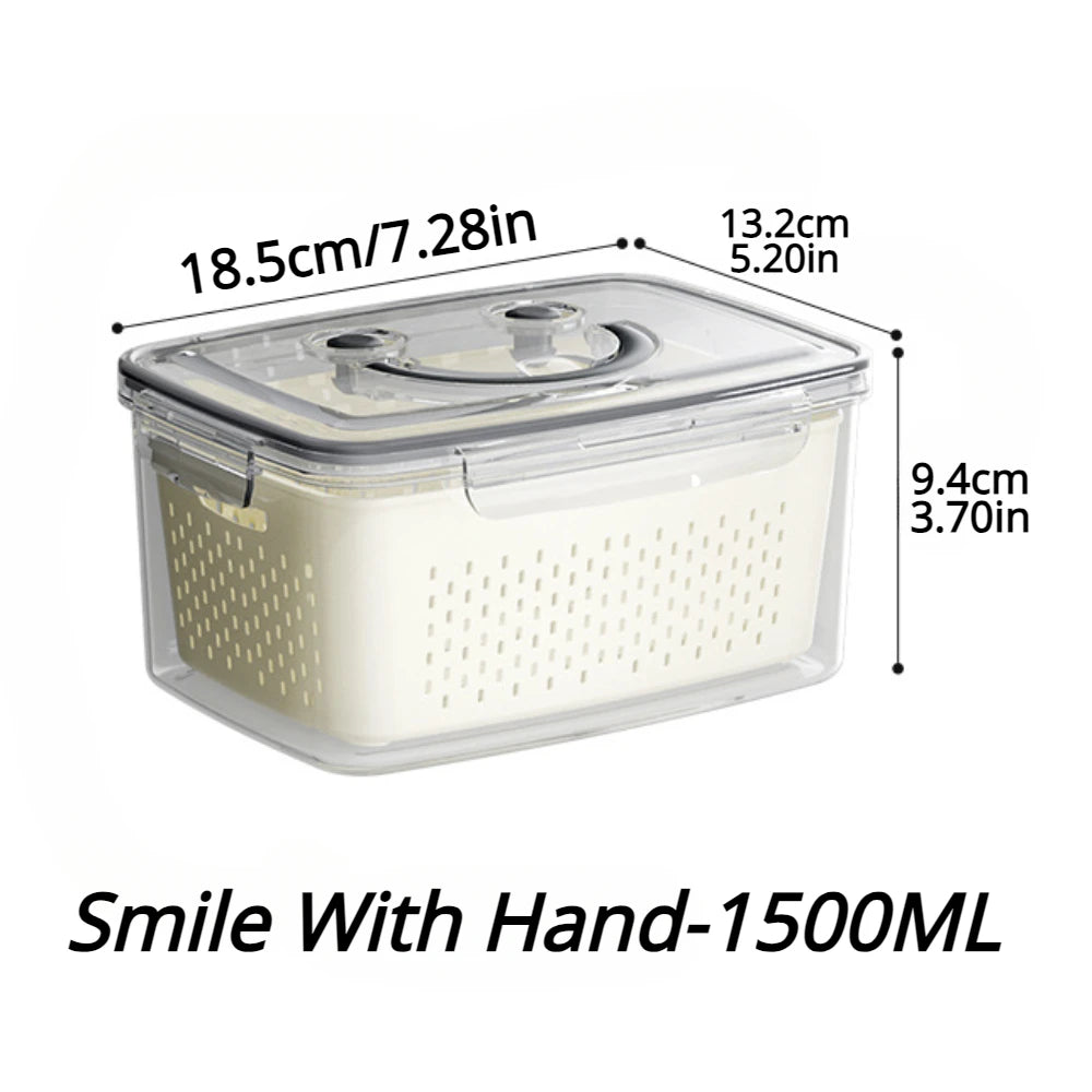 Refrigerator Preservation Storage Box Drain Basket Storage Containers Sealed Box Vegetable and Fruit Food Grade Drain Box