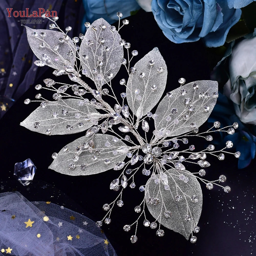 KIMLUD, TOPQUEEN HP254 Bridal Side Clip Wedding Tiara Bridal Hairpins Handmade Rhinestone Women Headwear Alloy Flower Bride Headdress, HP285-S, KIMLUD APPAREL - Womens Clothes