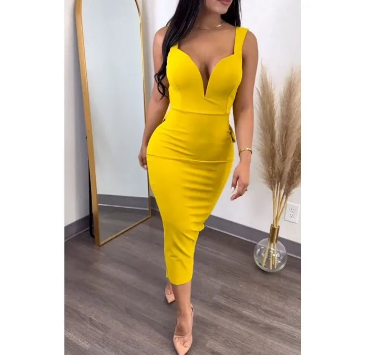 Evening Dresses for Women 2024 Sexy Woman Clothing Backless Deep V Bow Elastic Split Fashion Elegant Hip Wrap Midi Bodycon Dress