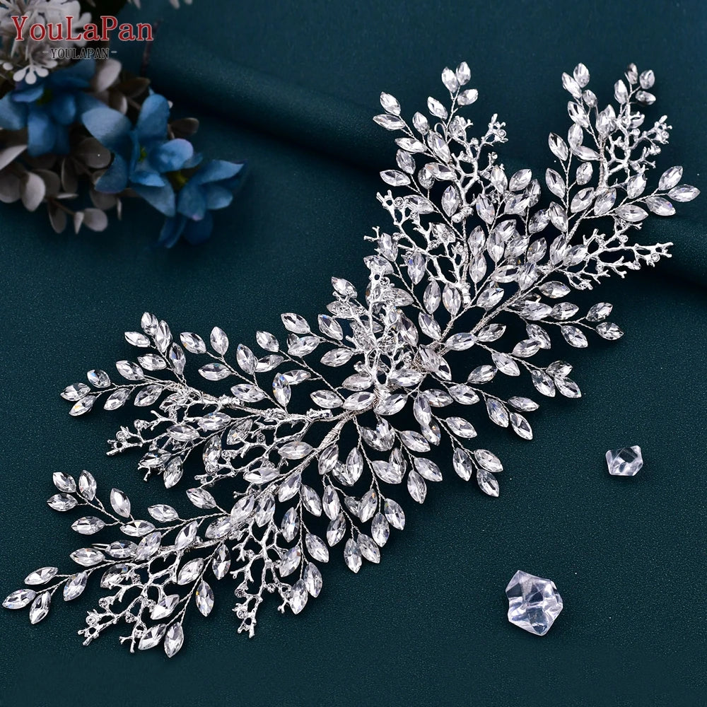 KIMLUD, YouLaPan Alloy Flower Bridal Hair Accessories Wedding Hair Clips Rhinestone Side Hairpin Women Crystal Wedding Headdress HP254, HP365-S, KIMLUD APPAREL - Womens Clothes