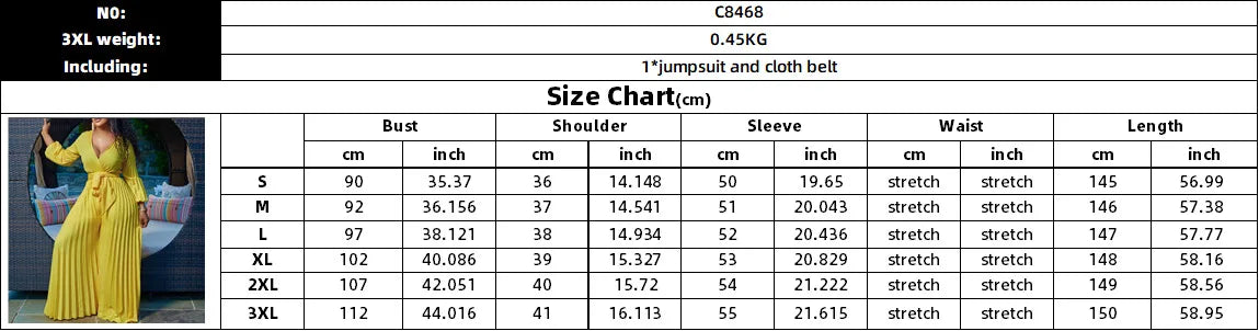 2022 Summer Fashion African Women Long Sleeve V-neck Polyester Yellow Blue Rose Red Long Jumpsuit African Jumpsuit S-3XL