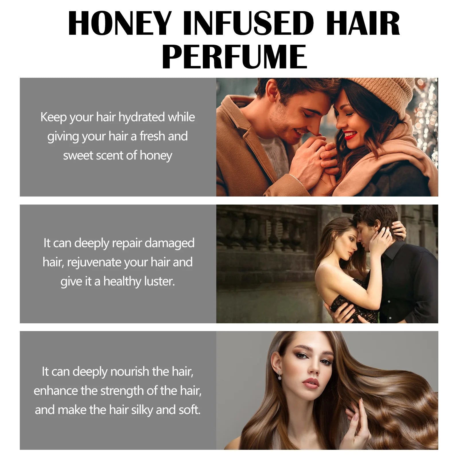 Honey Infused Hair Perfume Improve Dry Fluffy Hair Anti-Frizz Smooth Sweet Note Long Lasting Fragrance Moisturize Hair Care Oil