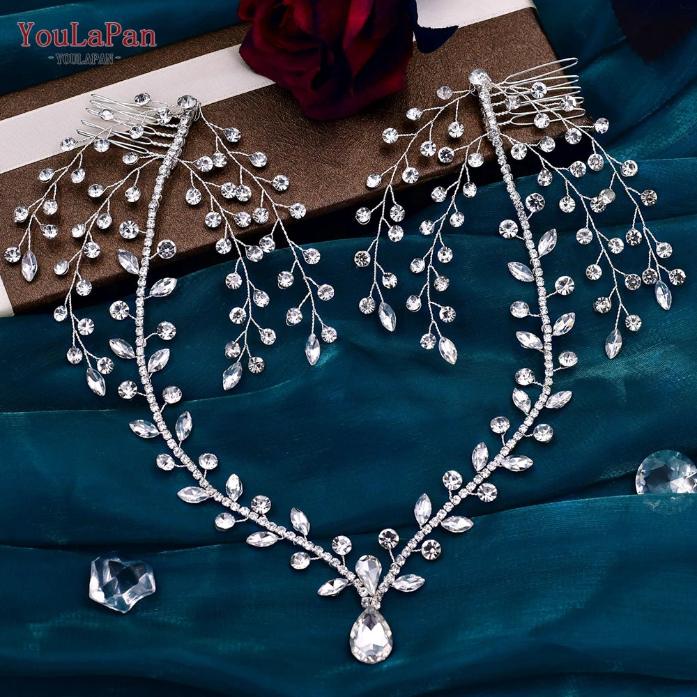 YouLaPan Bling Rhinestone Headband Wedding Bridesmaid Headwear Women Fashion Hair Accessories Handmade Bride Tiara HP438 - KIMLUD