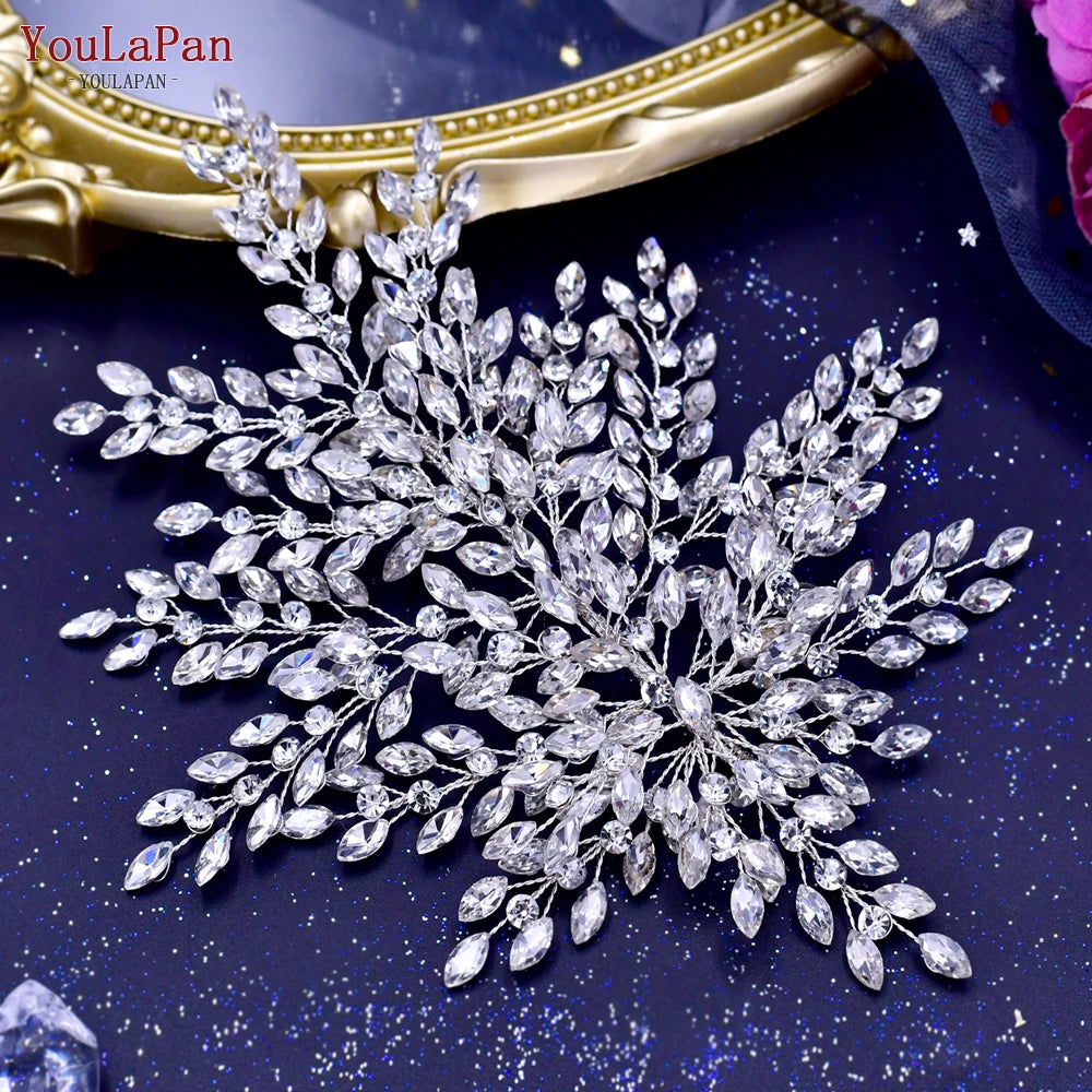 YouLaPan Bling Rhinestone Headband Wedding Bridesmaid Headwear Women Fashion Hair Accessories Handmade Bride Tiara HP438 - KIMLUD