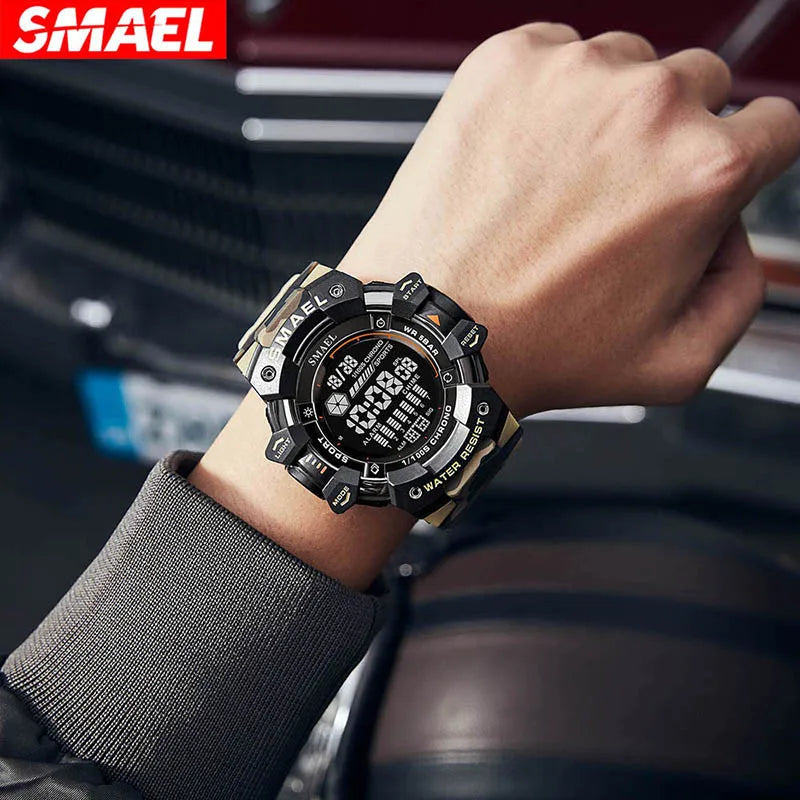 SMAEL 8050 New Men's Large Dial, Personalized Trendy Camouflage Style Sports Multi-Function Luminous