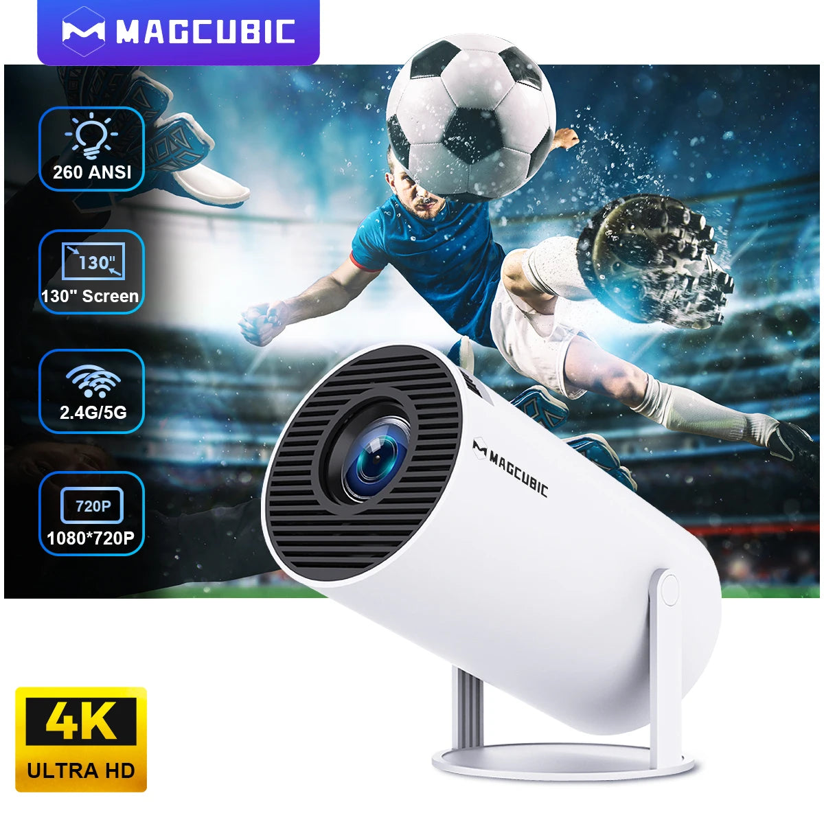 KIMLUD, Magcubic Projector Android 11 4K 1280*720P HY300 Dual Wifi 260ANSI 180°flexible BT5.0 Cinema Outdoor Portable Projetor HY300 Pro, KIMLUD Womens Clothes