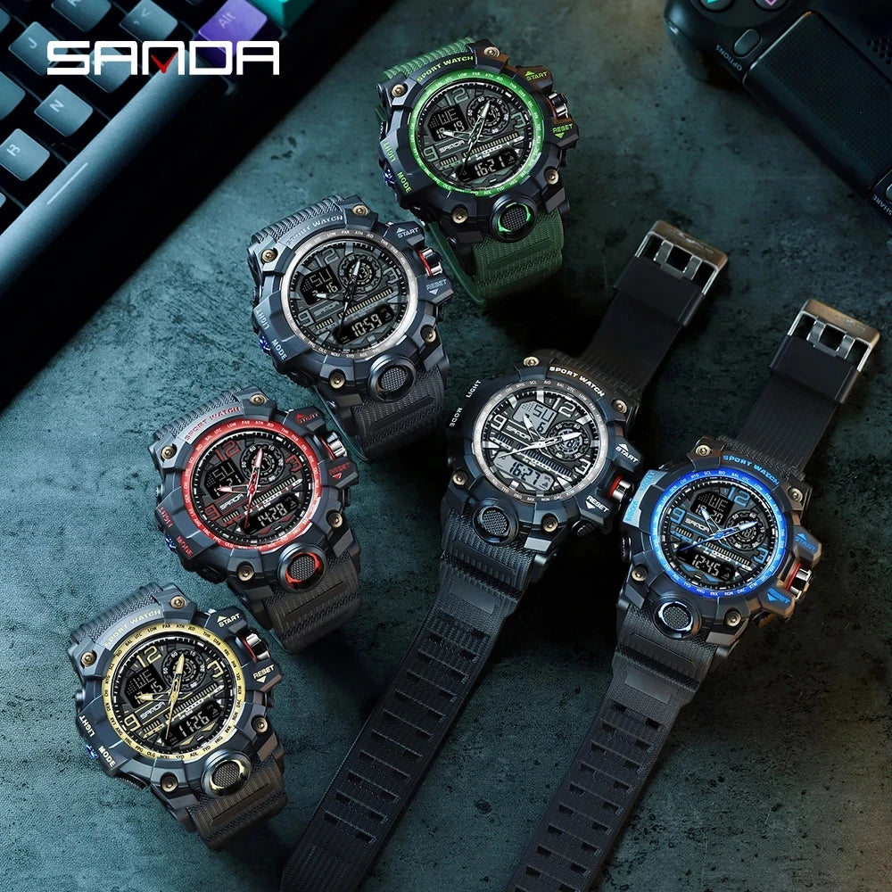 SANDA Brand G- Style Military Watch Men Digital Shock Sports Watches For Man Waterproof Electronic Wristwatch Mens 2024 Relogios