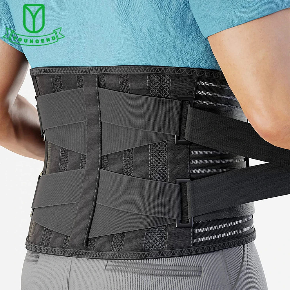 KIMLUD, Elstiac Lumbar Back Belt Waist Support Trainer Adjustable Lumbar Pad with 6 Stays Abdominal Binder Fitness Gym Belts Women Men, KIMLUD Womens Clothes