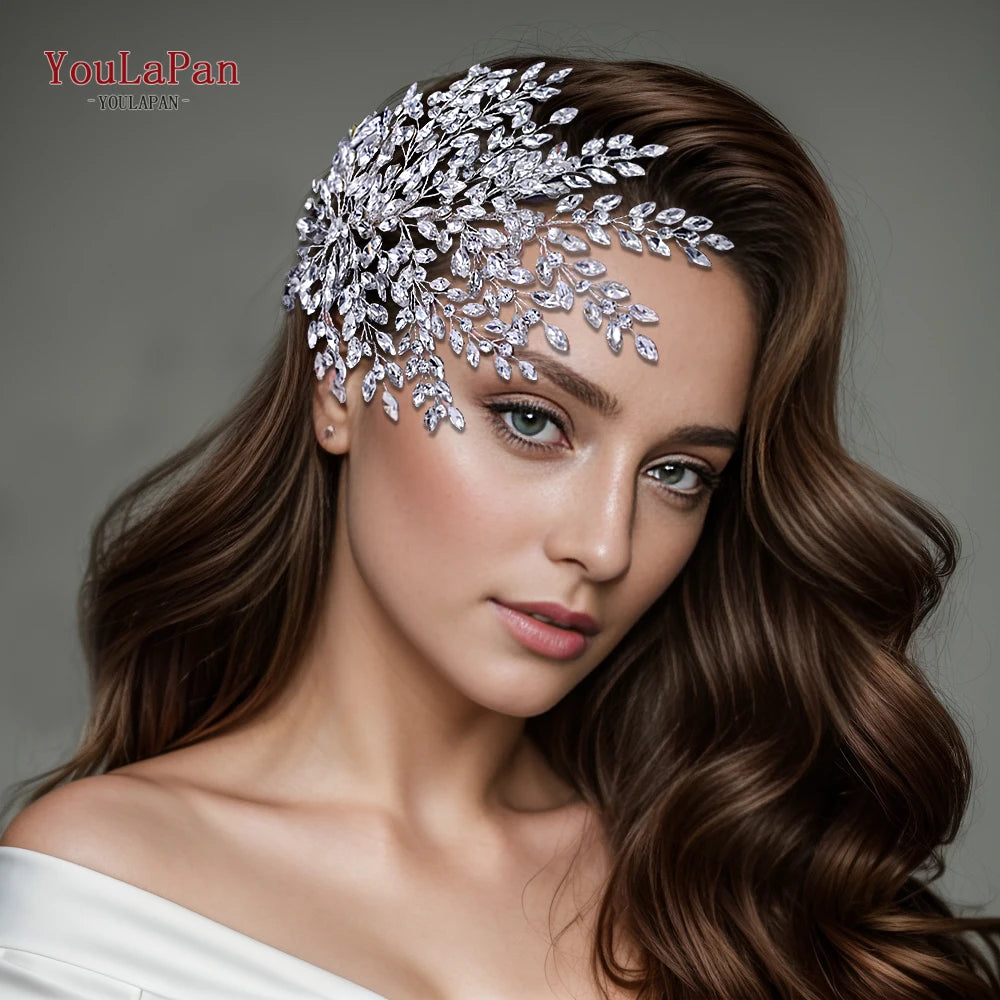 KIMLUD, YouLaPan Bling Rhinestone Headband  Wedding Bridesmaid Headwear Women Fashion Hair Accessories Handmade Bride Tiara HP438, KIMLUD Womens Clothes